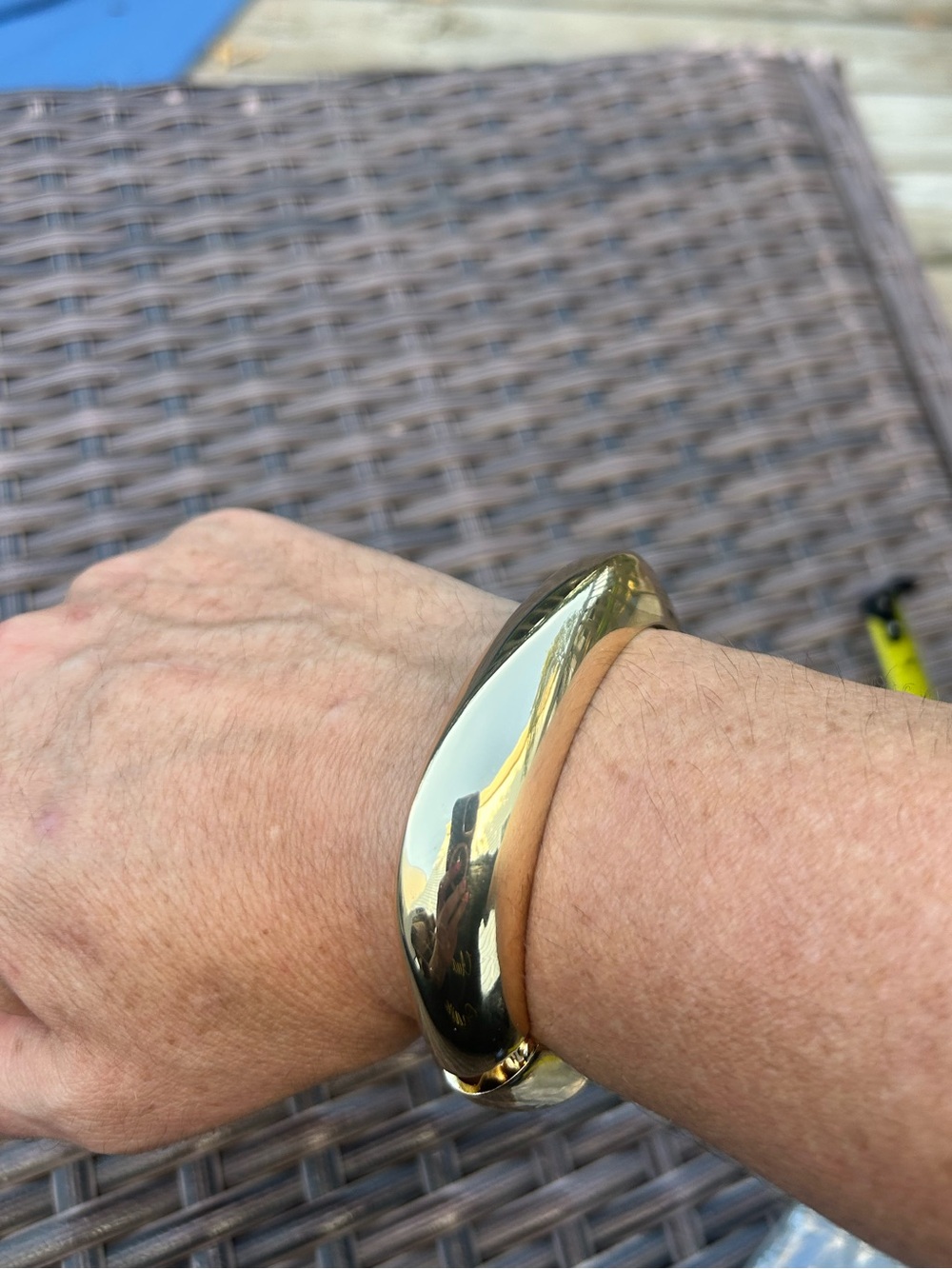 Chunky Gold Tone asymmetrical Cuff Bracelet